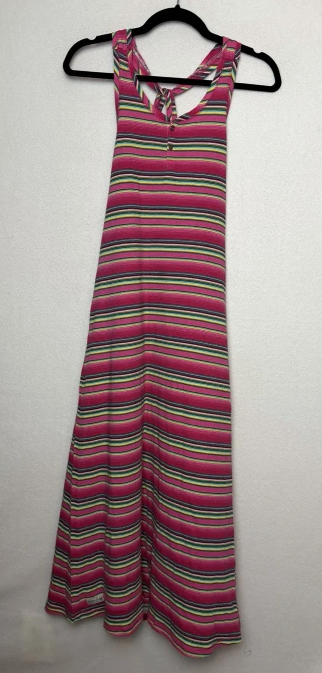 Ralph Lauren Girls Tank Maxi-Dress Pink Striped Size XL (16) Lightweight Cotton